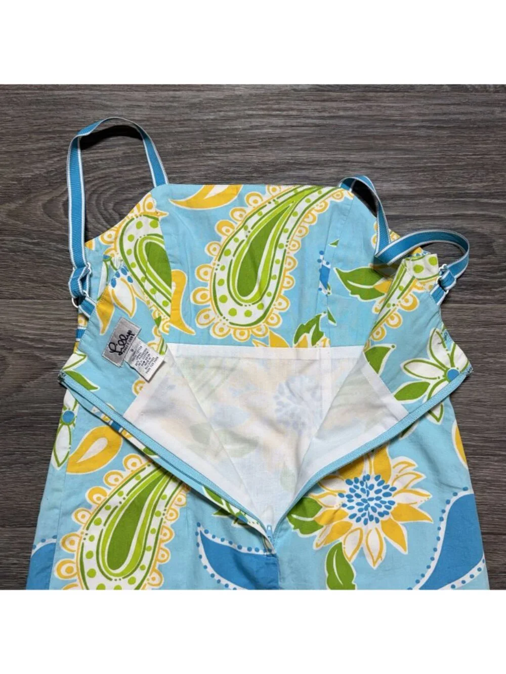 Lilly Pulitzer White Label Sunflowers Paisley Sundress Girls 8 VTG Resortwear
